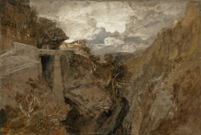 强化通行证，瓦莱达奥斯塔，1802年（白垩与纸上阿拉伯树胶） 作者 Joseph Mallord William Turner